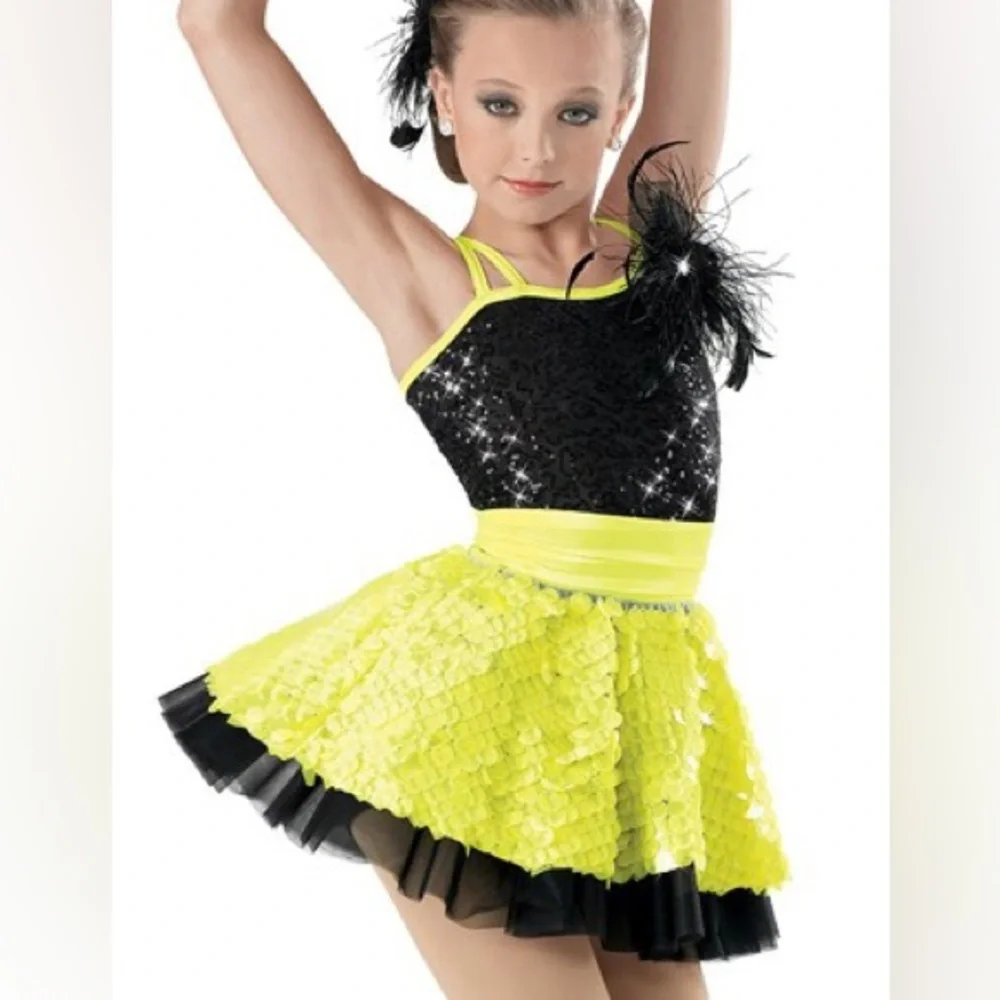 Weissman SA Dance Costume Blue Black Dress & hairpiece EUC Small - Picture 2 of 10